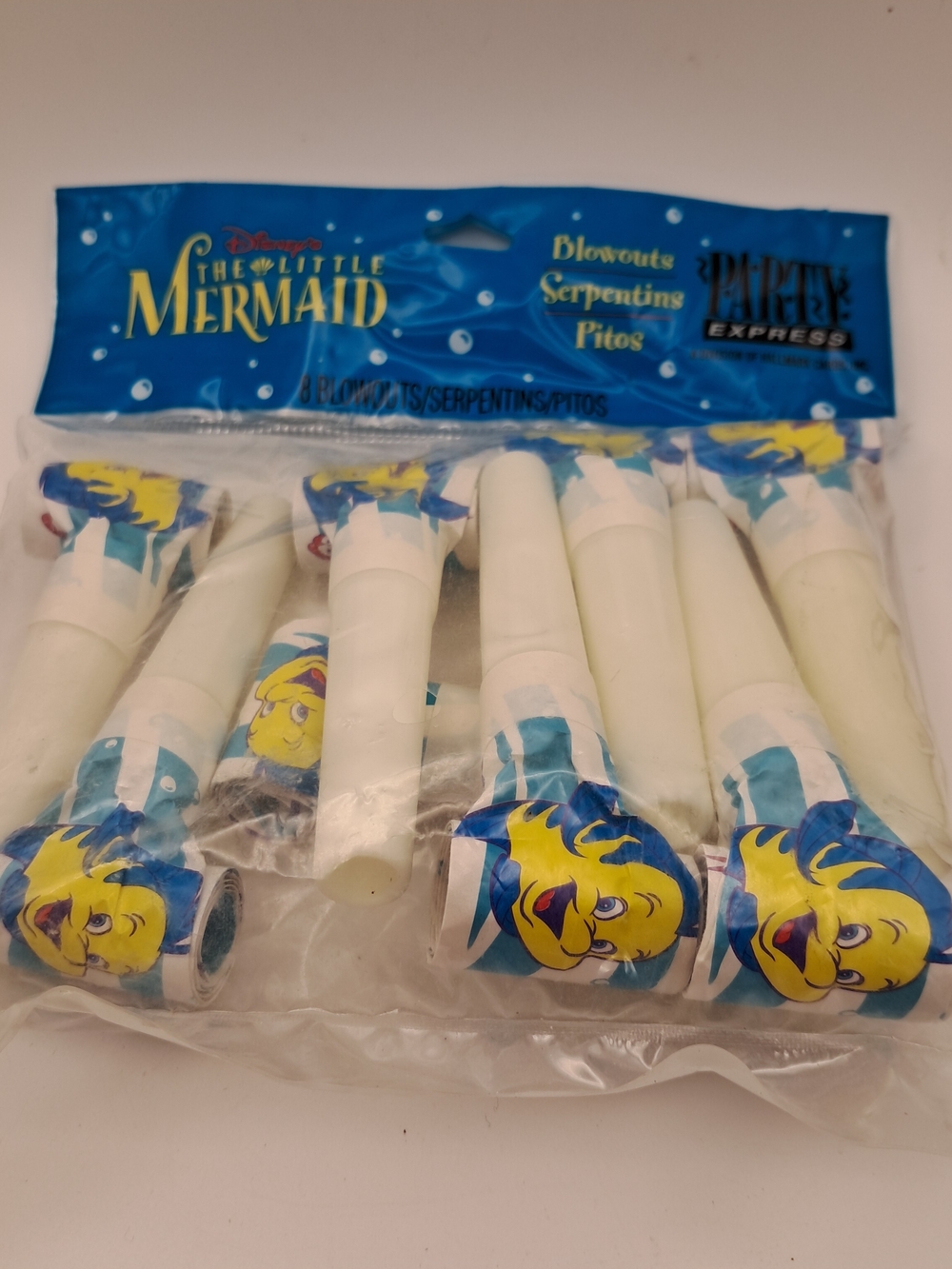 Vtg Disney Little Mermaid Party Express Blowouts 8 Pack Flounder Hallmark NOS